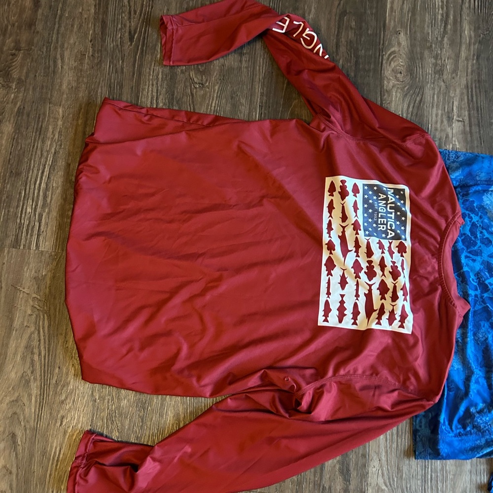 Realtree Long-Sleeve Rash Guard Shirt - Red Large Nautical Angler - Picture 3 of 4